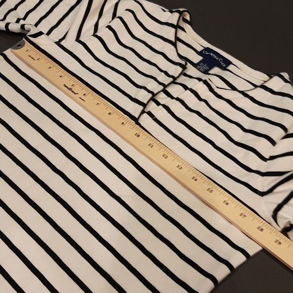 Charter Club Large White with Black Stripe Quarter Sleeve Blouse - Picture 6 of 7